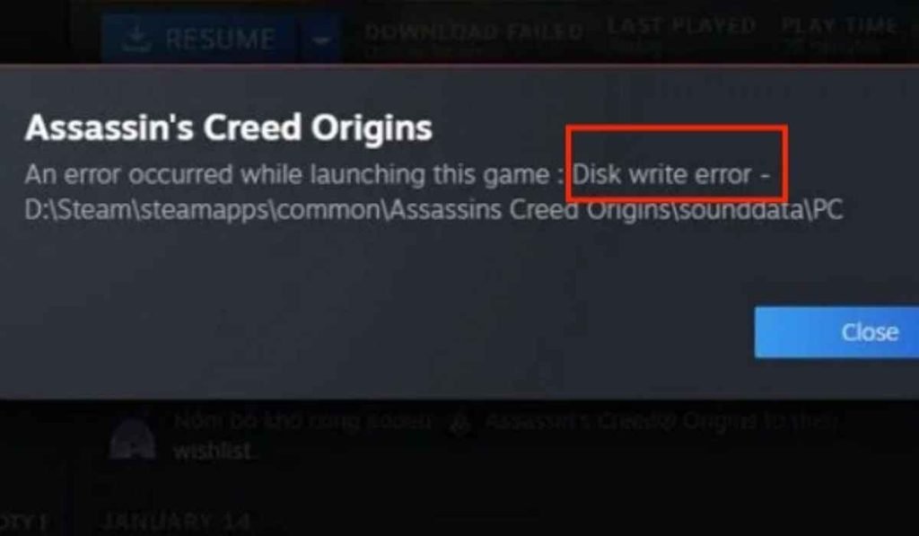 Steam disk write error fix